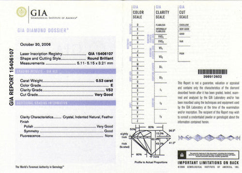 Gia certificate 0.53 carat diamond