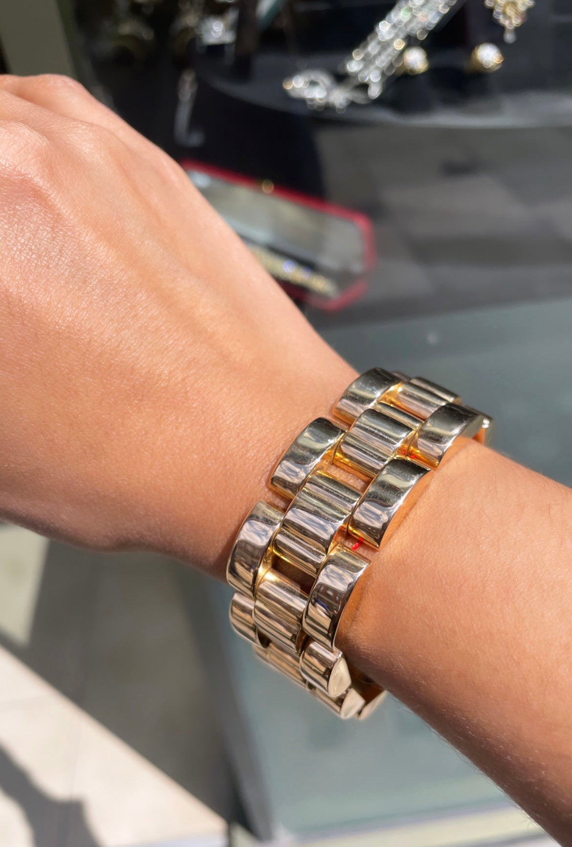 Retro 18 Carat Yellow Gold 'Tank' Style Link Bracelet