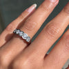 1.20ct diamond half eternity wedding band in platinum with five round brilliant cut rubover set diamonds