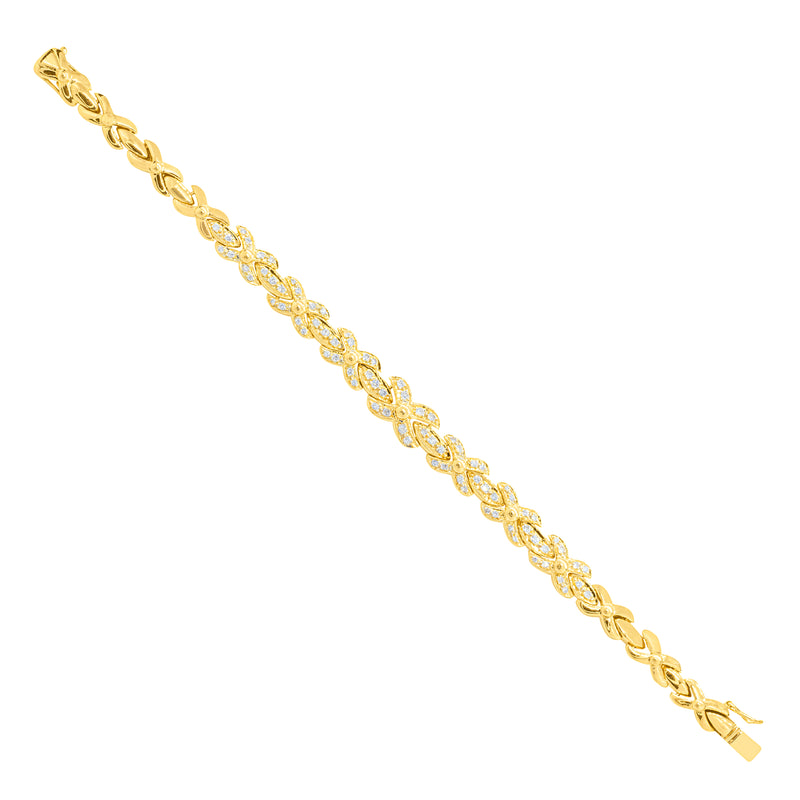 18ct yellow gold bracelet with 1.25ct diamonds set in alternating ‘X’ and bar links.