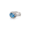 2.70ct Aquamarine and Diamond Cluster 18 Carat White Gold Swirl Dress Ring