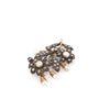 Antique Natural Pearl and Rose Cut Diamond Silver on Gold Floral brooch, c1870's