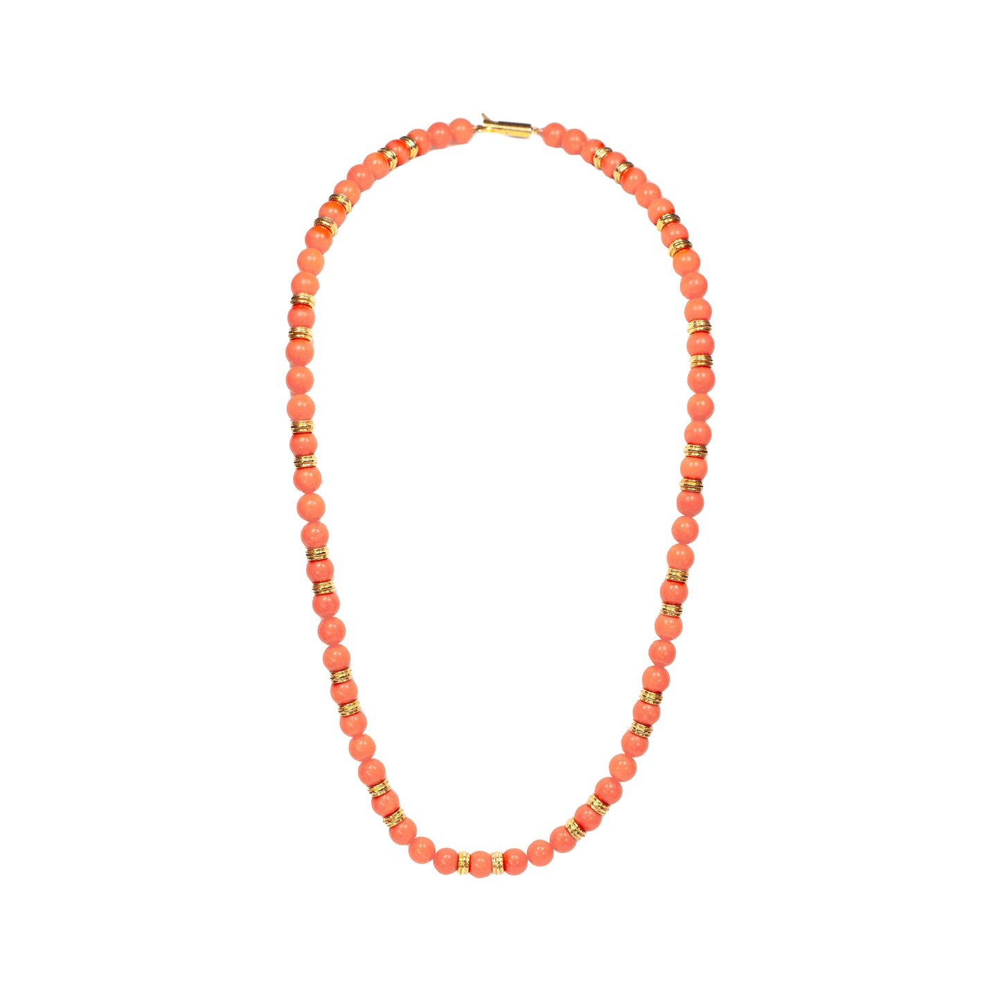 Coral and 18 Carat Yellow Gold Bead Necklace
