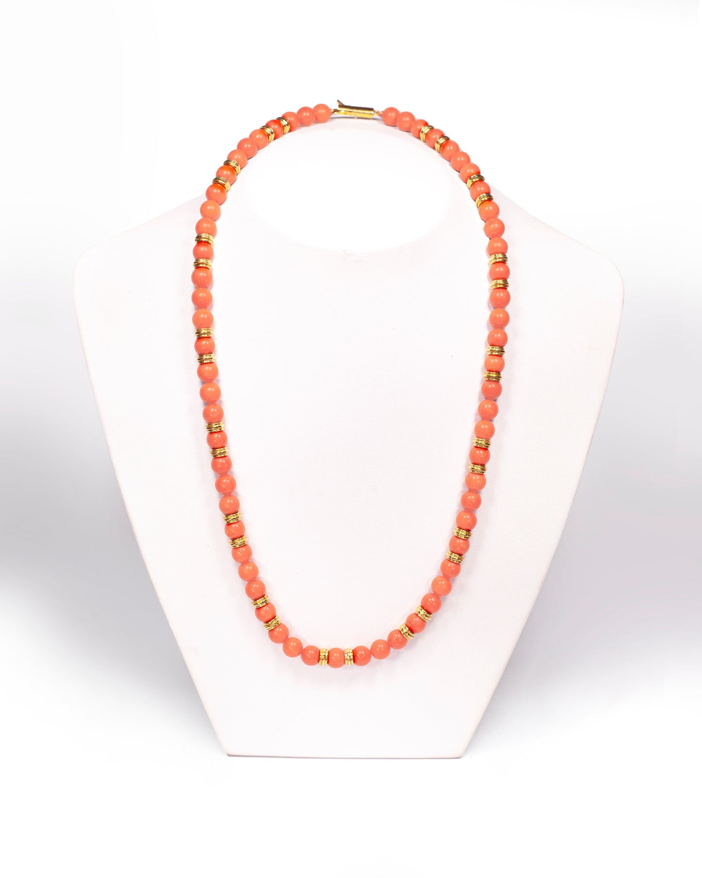 Coral and 18 Carat Yellow Gold Bead Necklace