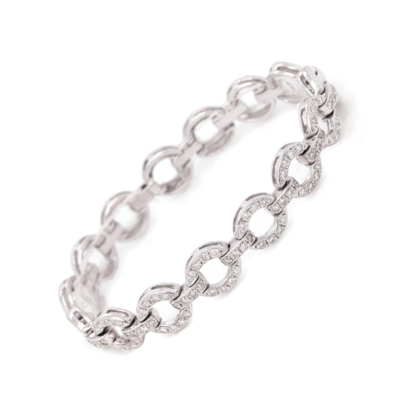 Diamond 18 Carat White Gold Circular Link Bracelet