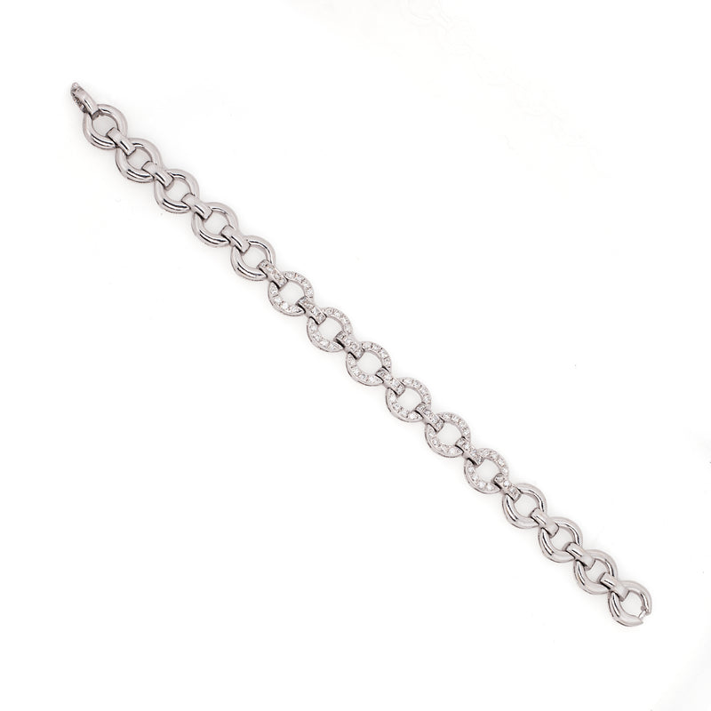 Diamond 18 Carat White Gold Circular Link Bracelet