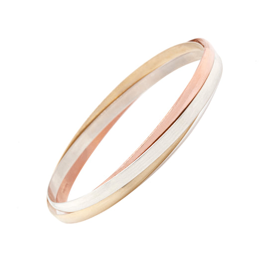 9ct Yellow, Rose and White Gold Russian Wedding Bangle