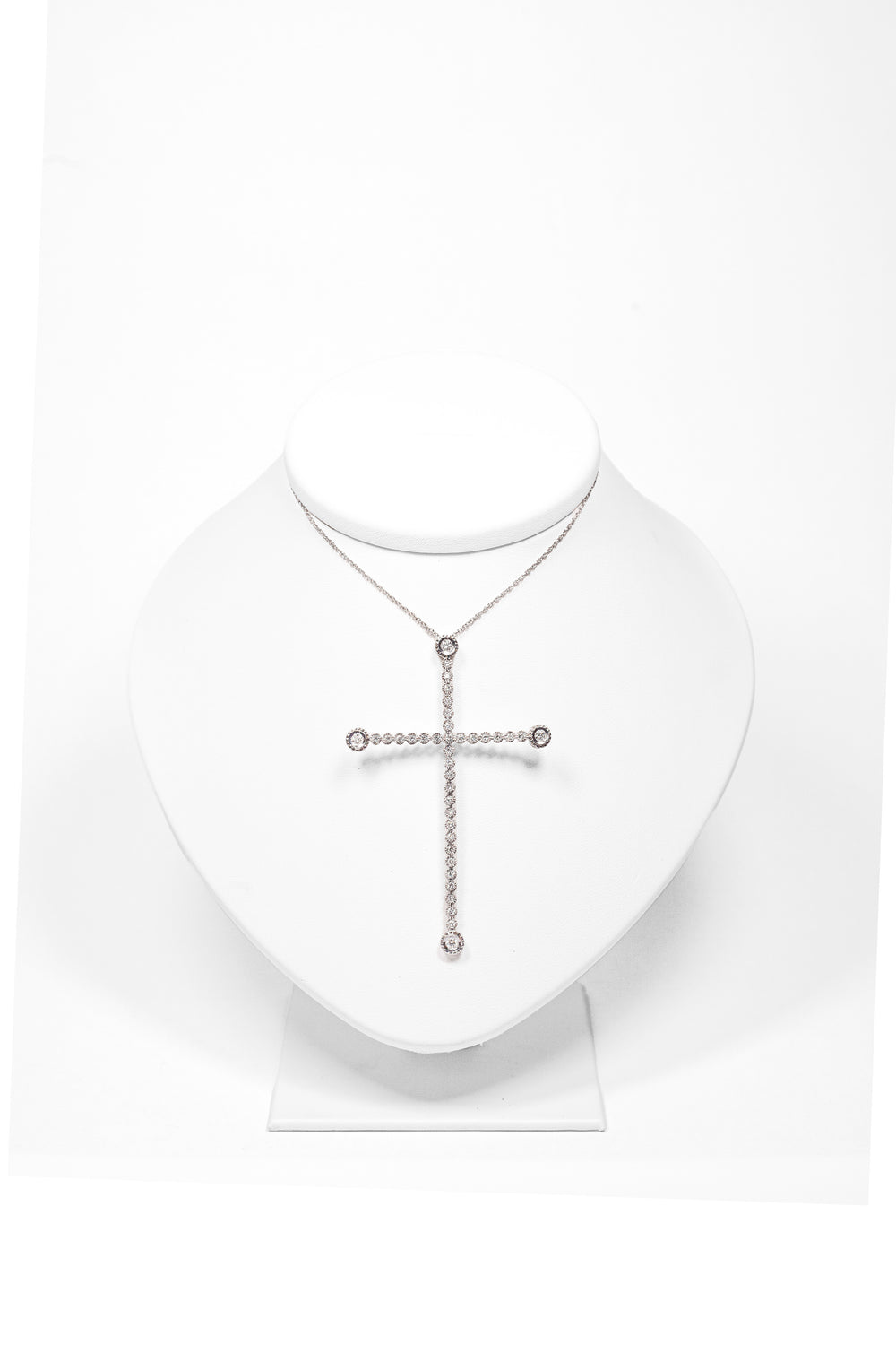 Large 18 Carat White Gold Diamond Cross Pendant and Chain