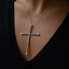 Large 18 Carat White Gold Diamond Cross Pendant and Chain