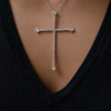 Large 18 Carat White Gold Diamond Cross Pendant and Chain