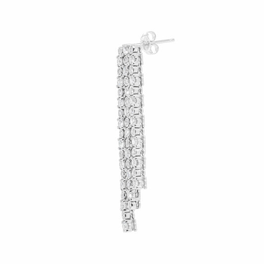 Diamond 18 Carat White Gold Three-Row Fringe Drop Earrings
