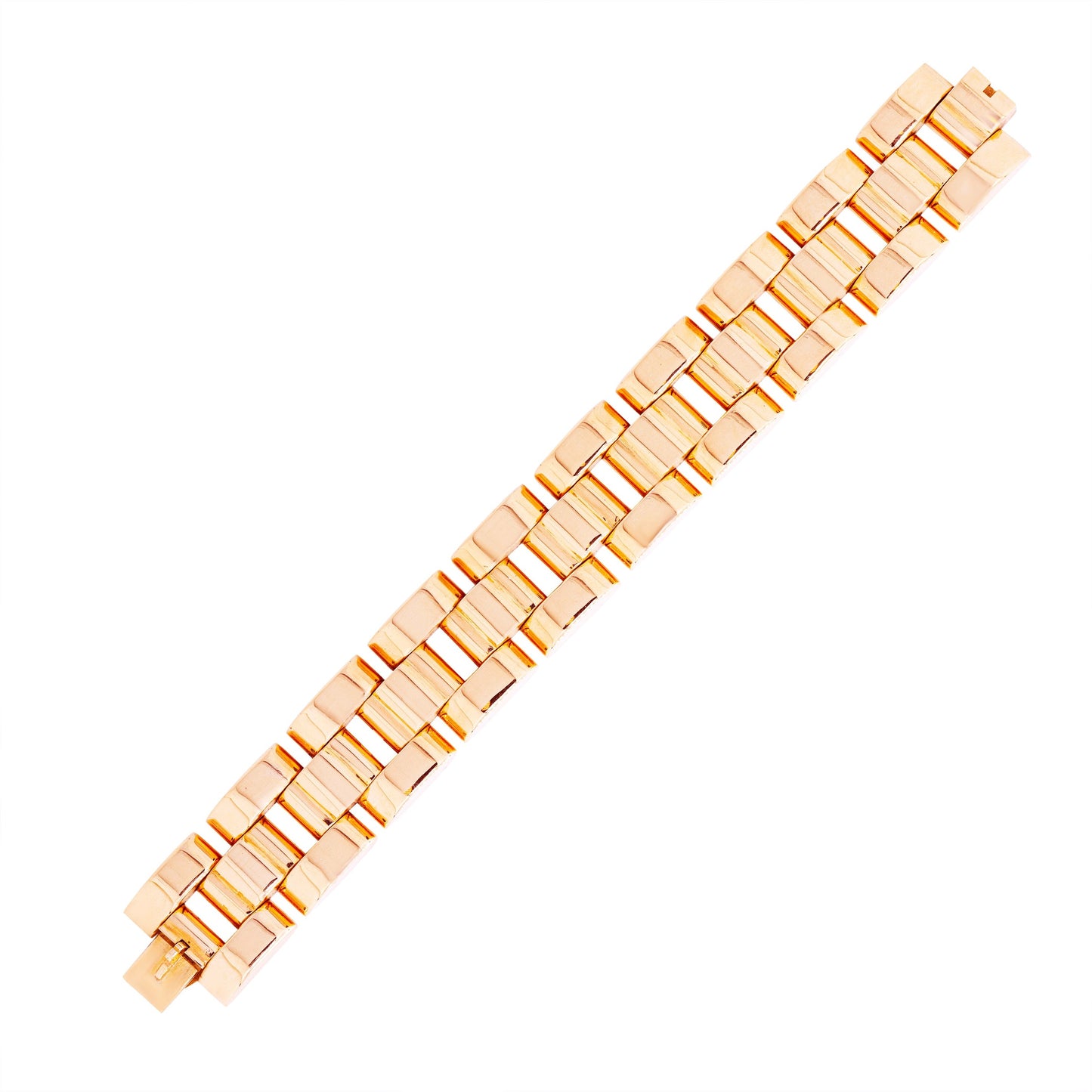 Retro 18 Carat Yellow Gold 'Tank' Style Link Bracelet