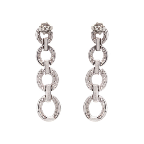 Diamond 18 Carat White Gold Graduating Circular Link Dangle Earrings