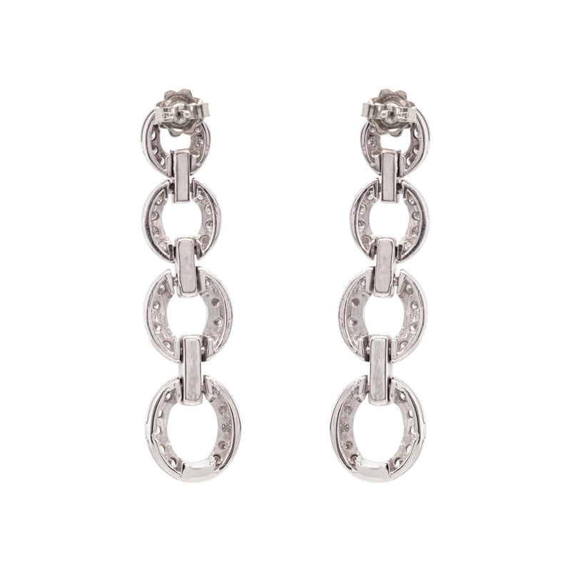 Diamond 18 Carat White Gold Graduating Circular Link Dangle Earrings