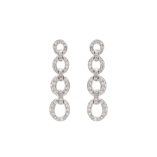 Diamond 18 Carat White Gold Graduating Circular Link Dangle Earrings