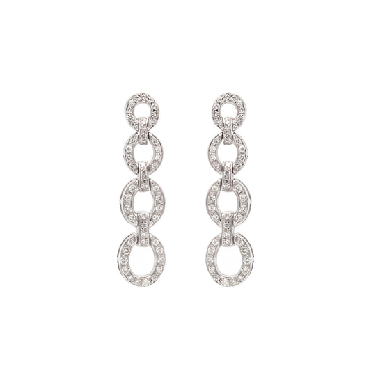 Diamond 18 Carat White Gold Graduating Circular Link Dangle Earrings