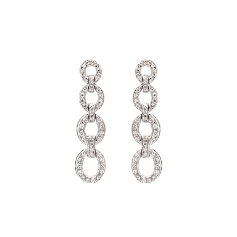 Diamond 18 Carat White Gold Graduating Circular Link Dangle Earrings