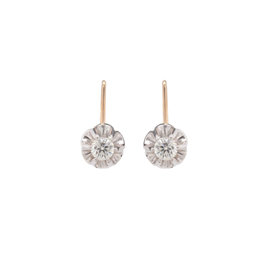 14ct Rose and White Gold 0.54 Carat Diamond Drop Earrings