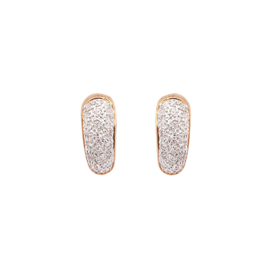 Diamond 9 Carat White and Yellow Gold Small Hoop Earrings