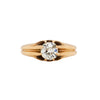 An 18 carat yellow gold old mine cut diamond gent's ring with a UK finger size 'R'.