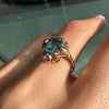 14 Carat Rose Gold and Blue Topaz Dress Ring, Circa 1930s-1940s