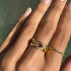 Diamond and 18 Carat Yellow Gold Open Work Intertwined Wave Band Ring