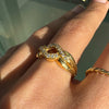 Diamond and 18 Carat Yellow Gold Open Work Intertwined Wave Band Ring