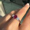1.05ct Natural Unheated Oval Ruby & Diamond Platinum Three-Stone Engagement Ring
