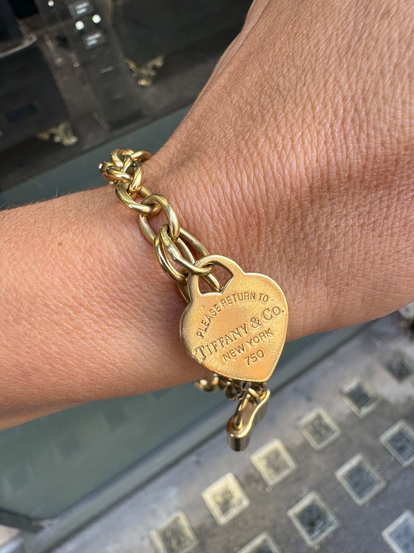 Tiffany & Co. 18 Carat Yellow Gold Chain Diamond Charm Bracelet