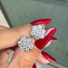 18 Carat Yellow and White Gold Diamond Floral Cluster Stud Earrings
