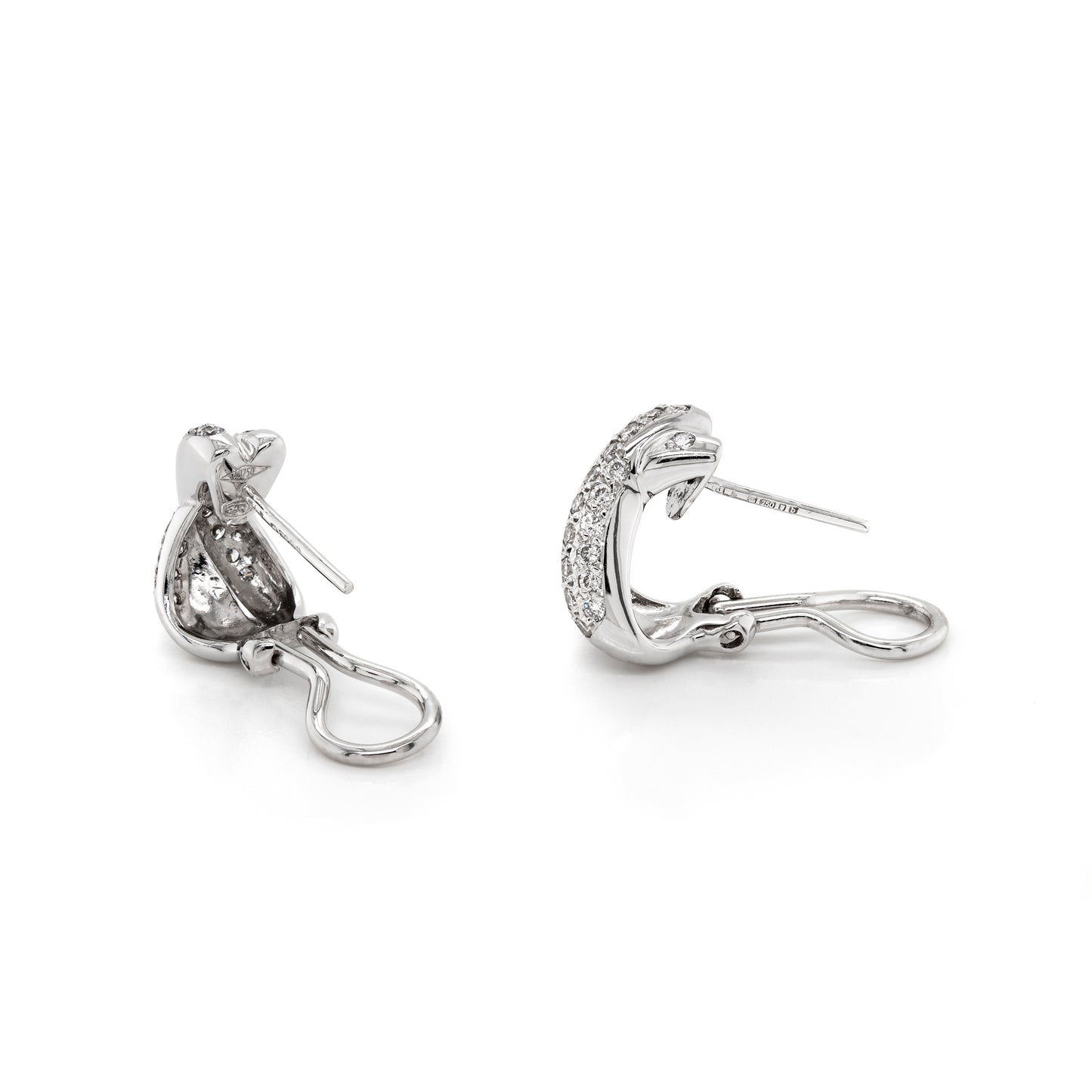0.51 Carat Diamond 18 Carat White Gold Kiss Half-Hoop Earrings
