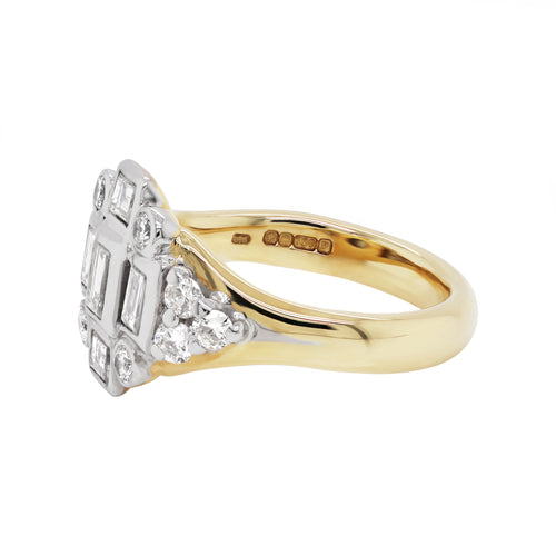 18 Carat Gold Diamond Art Deco Style Cluster Cocktail Ring