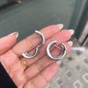 Diamond 18 Carat White Gold Wide Huggie Hoop Earrings