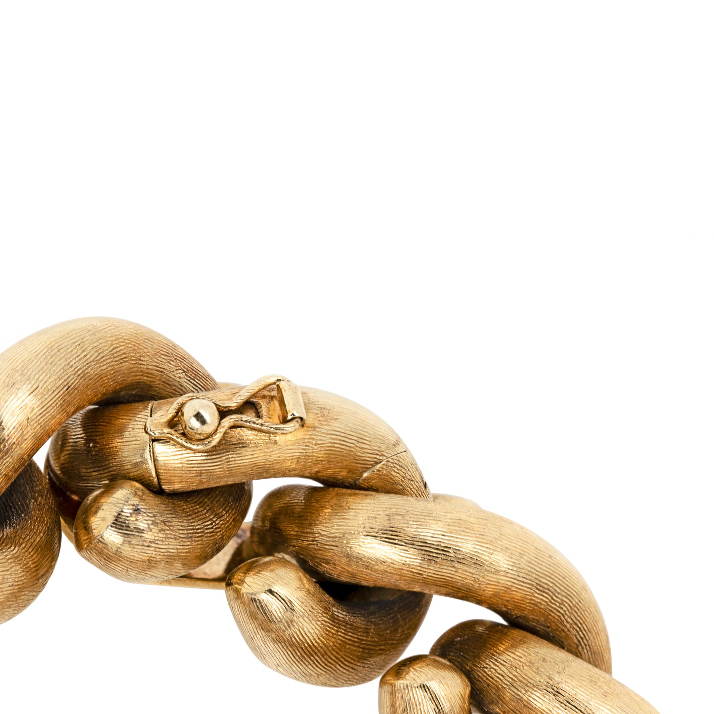 Vintage Chunky Hook Link 14 Carat Yellow Gold Bracelet, Circa 1960's