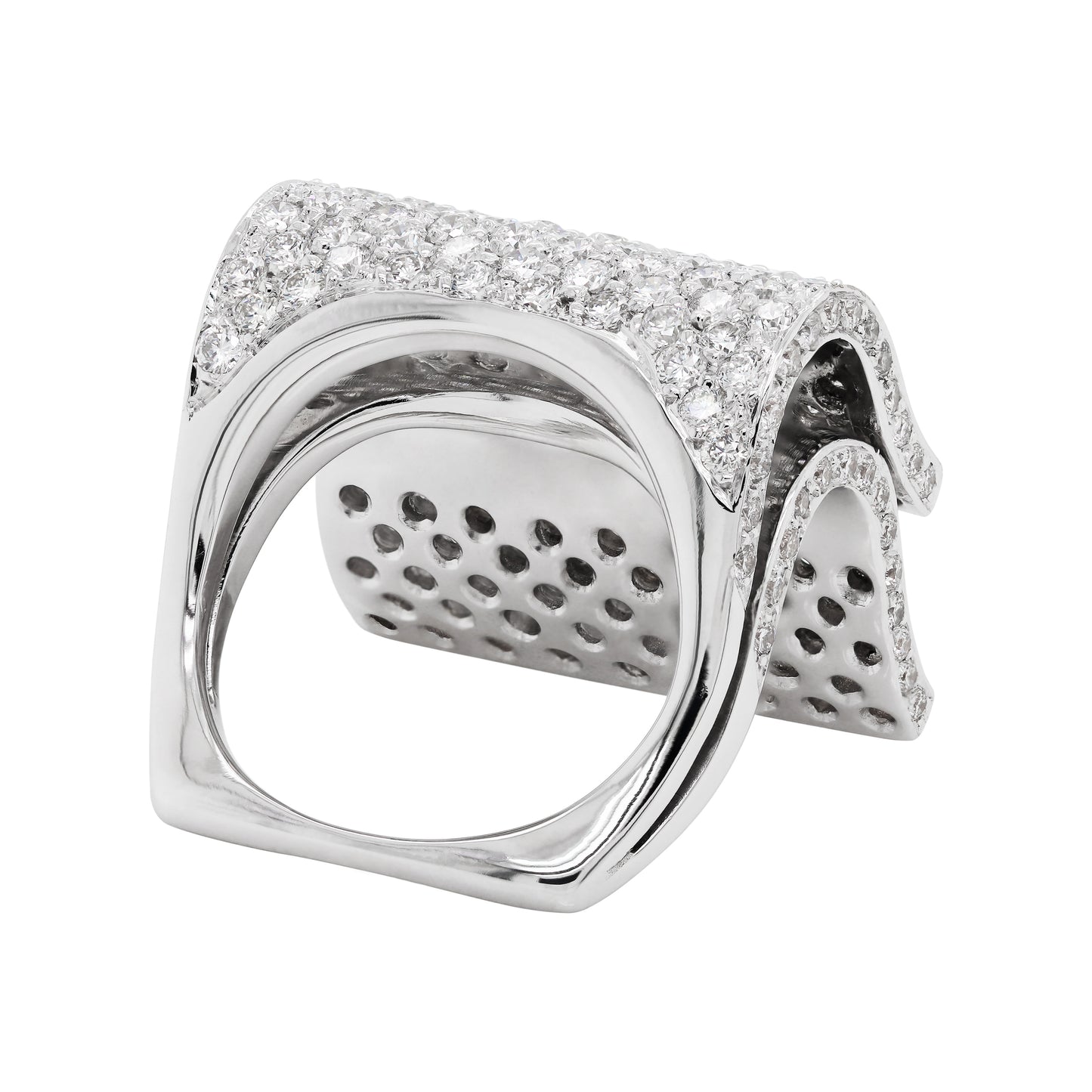 Pavé Diamond 18 Carat White Gold Piano Cocktail Ring