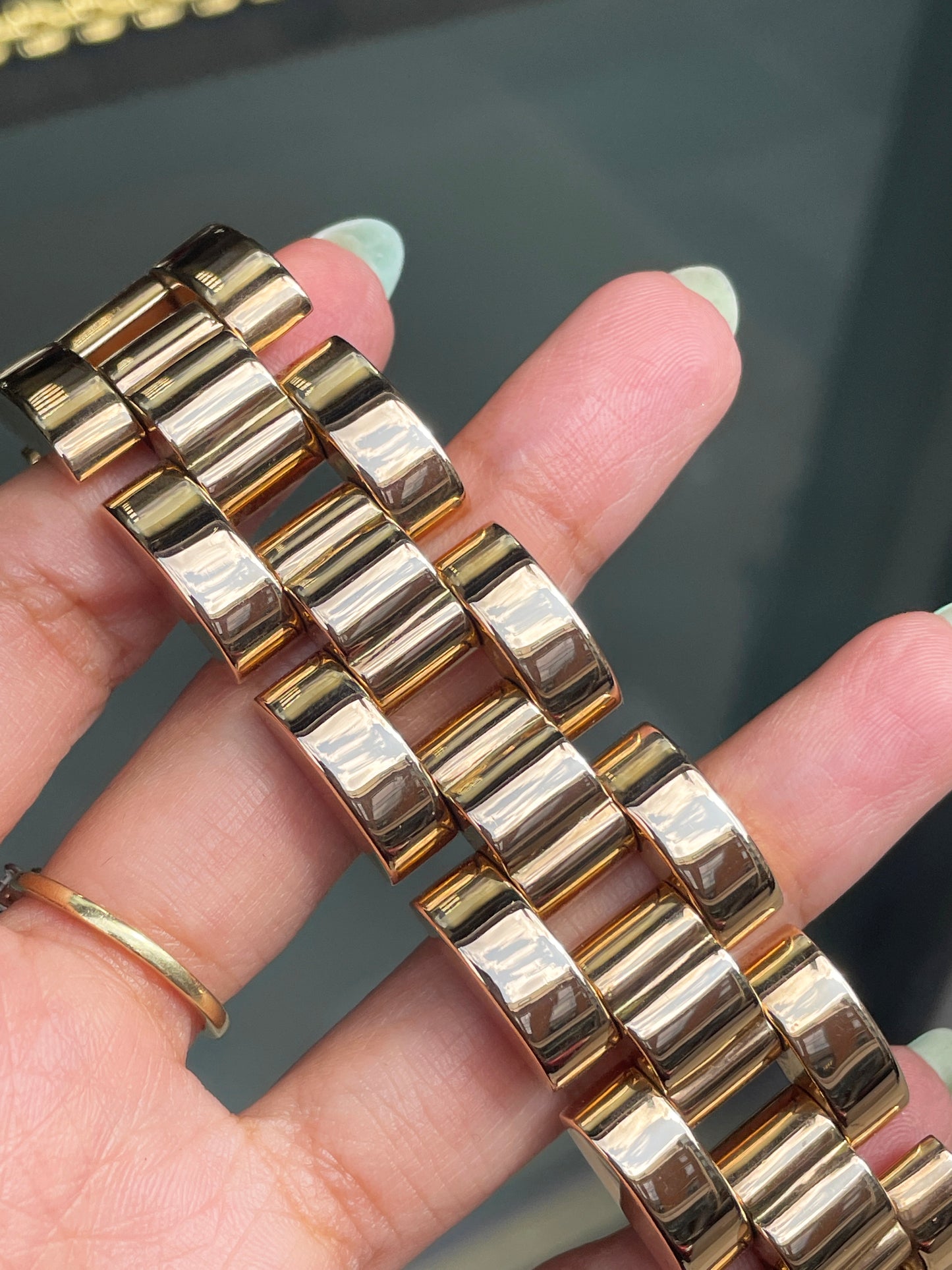 Retro 18 Carat Yellow Gold 'Tank' Style Link Bracelet