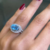 2.70ct Aquamarine and Diamond Cluster 18 Carat White Gold Swirl Dress Ring