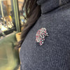 Marquise Ruby and Diamond 18 Carat White Gold Abstract Open Work Brooch