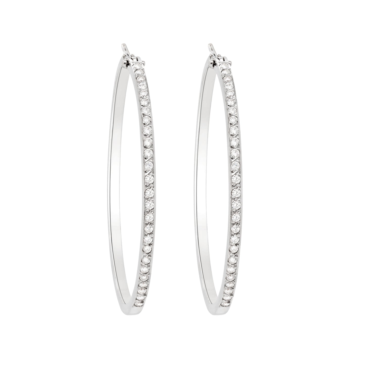 18 Carat White Gold Diamond Set Hoop Earrings
