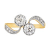 Antique Old Cut Diamond Two-Stone Twist Platinum on 18ct Gold Ring, Circa 1900