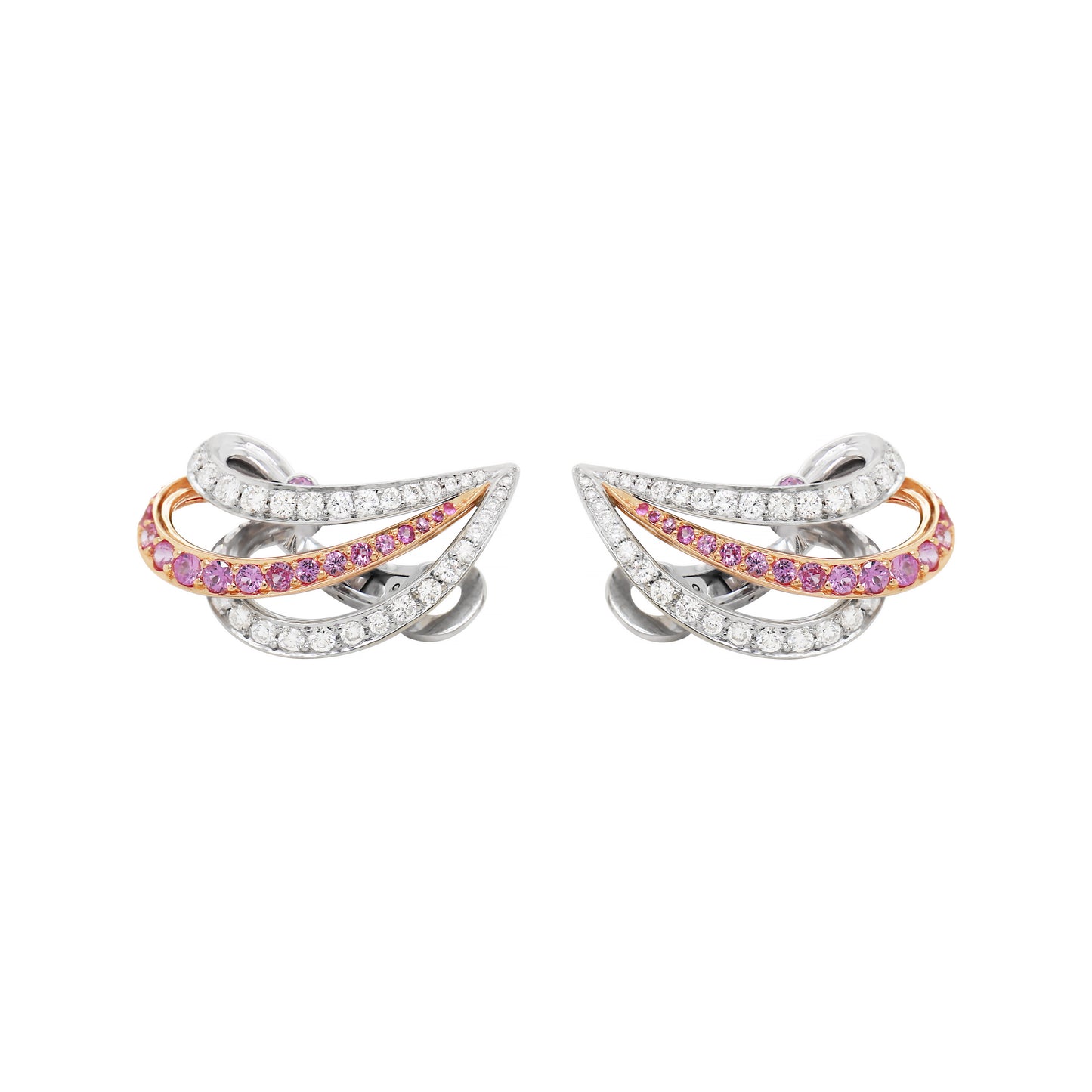 Pink Sapphire and Diamond 18ct White and Rose Gold Clip On Earrings