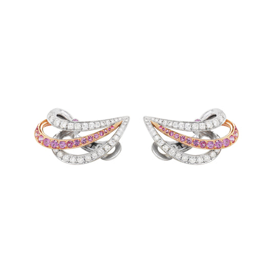 Pink Sapphire and Diamond 18ct White and Rose Gold Clip On Earrings