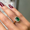 1.85 Carat Emerald and Diamond 18 Carat Yellow Gold Cluster Engagement Ring