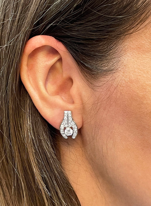 Vintage Diamond 18 Carat White Gold Stud Earrings, Circa 1950s