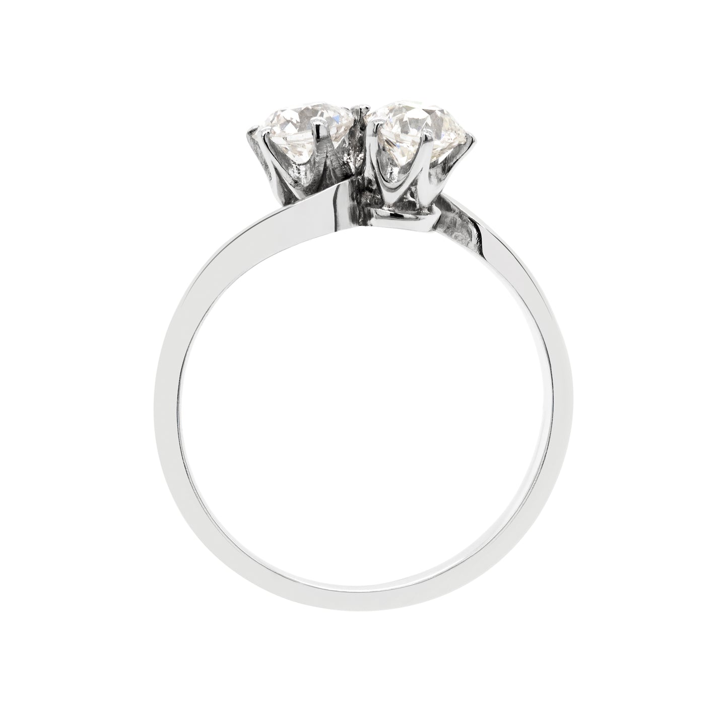 1.01 Carat Diamond Two Stone Crossover Platinum Engagement Ring, Circa 1920s