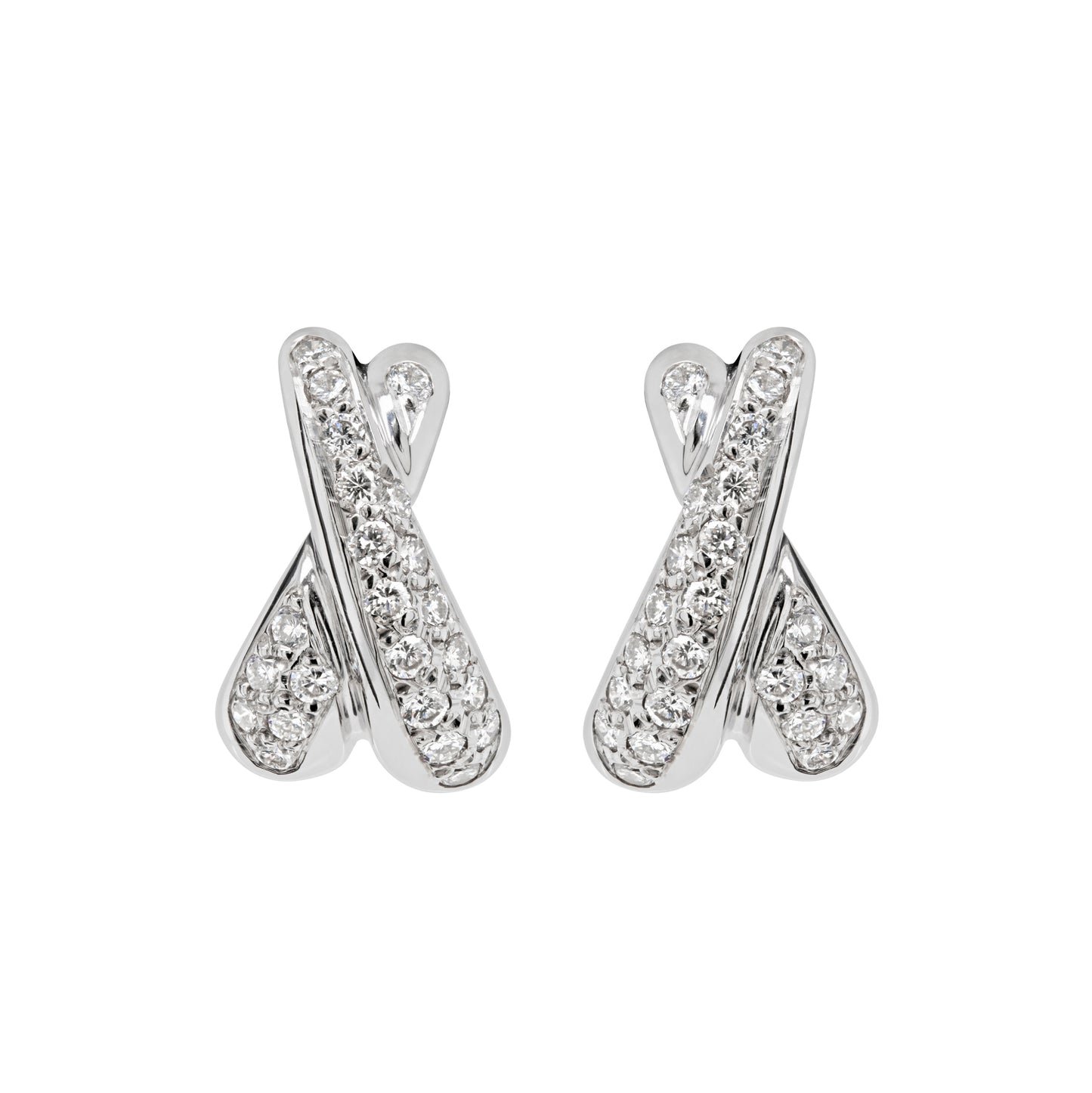 0.51 Carat Diamond 18 Carat White Gold Kiss Half-Hoop Earrings