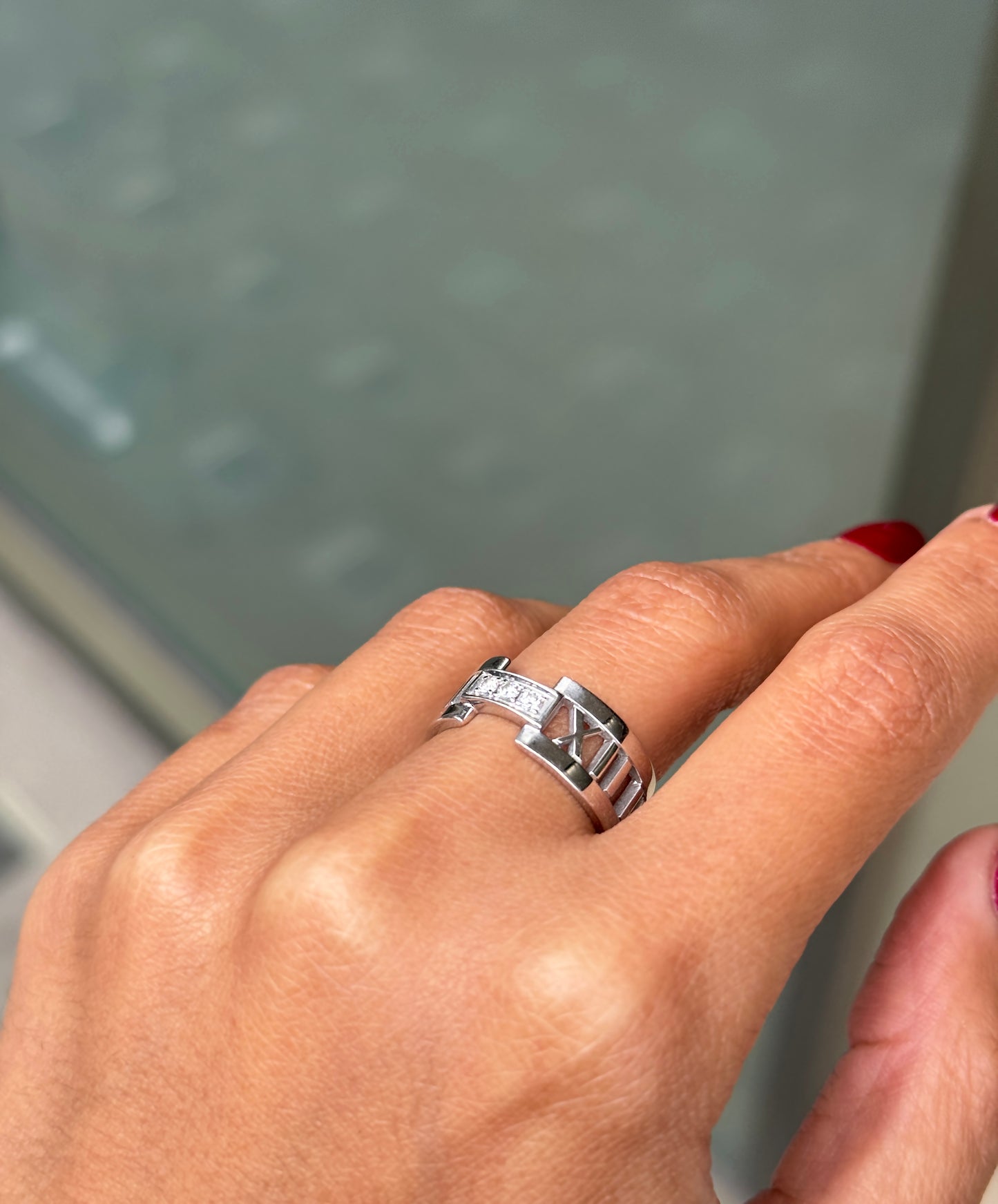 Boodles 18 Carat White Gold and Diamond Wide Angular Teardrop Band Ring