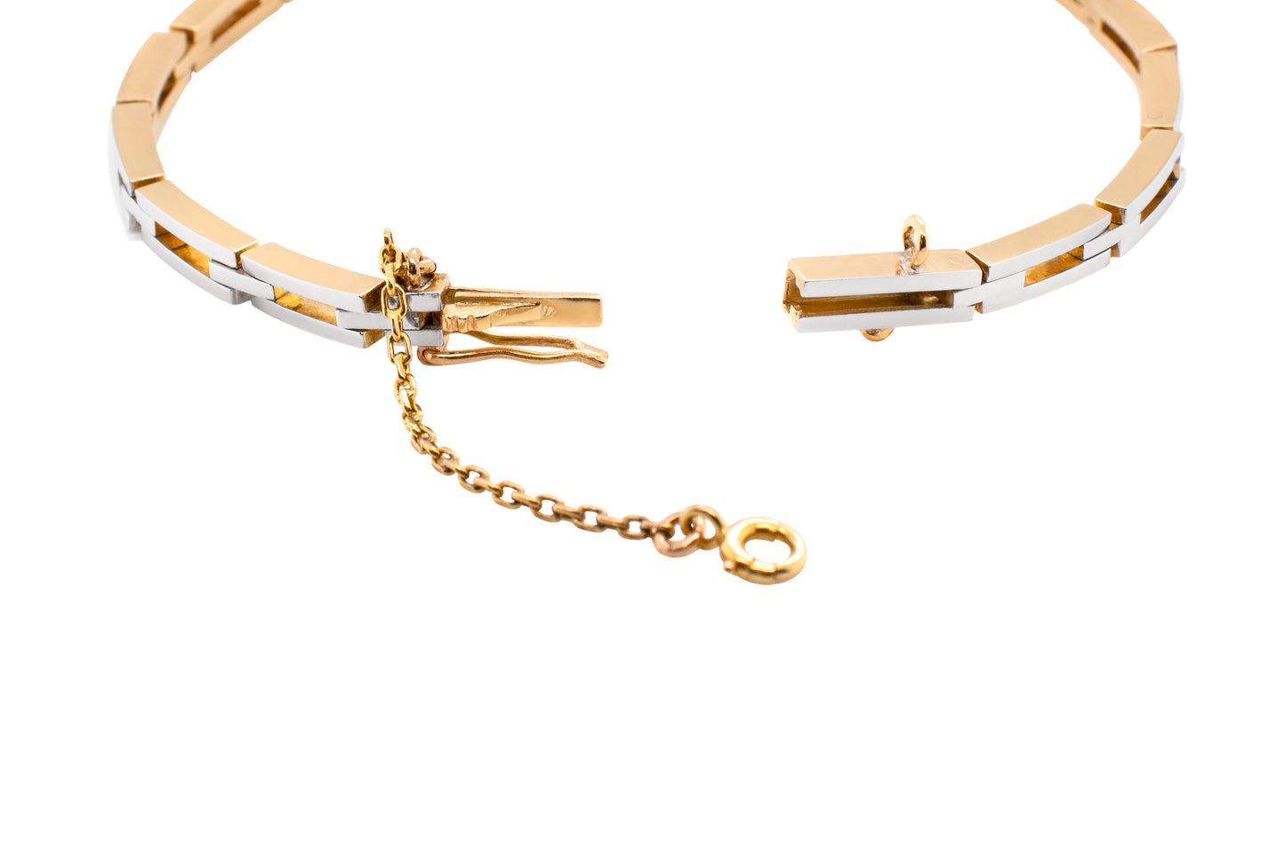 Antique Old Cut Diamond Platinum on 18 Carat Gold Link Bracelet, Circa 1920s
