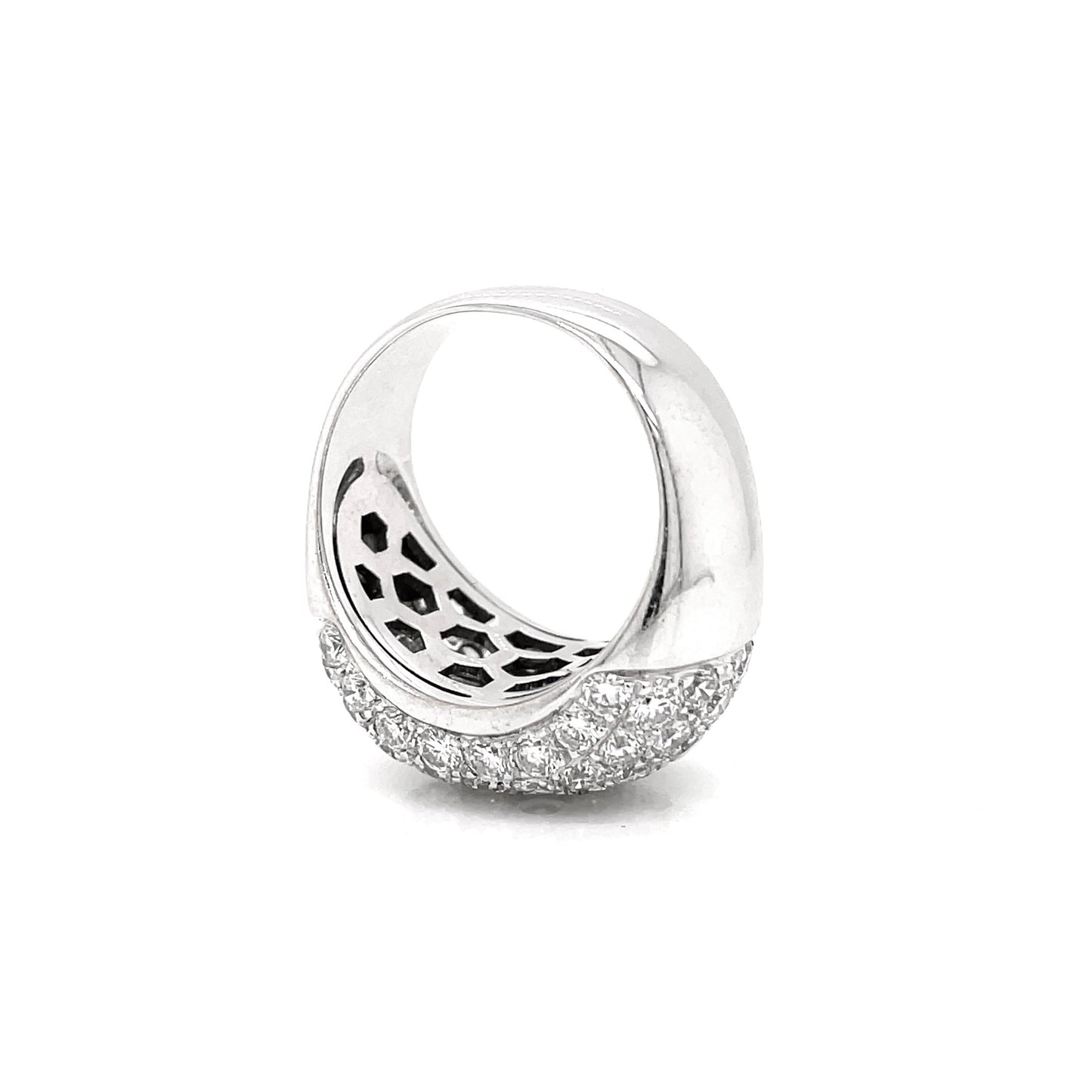 Diamond 18 Carat White Gold Bombé Cluster Dome Cocktail Ring
