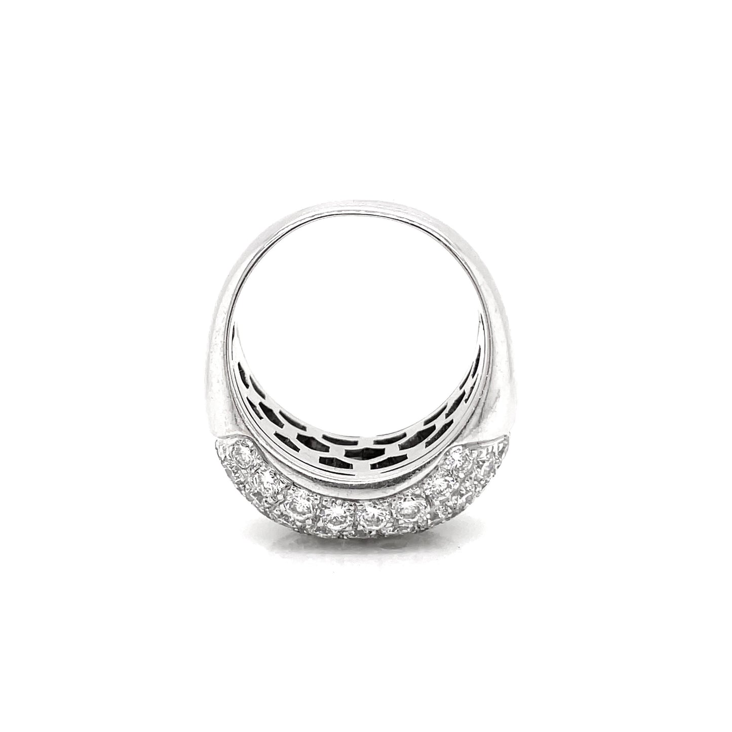 Diamond 18 Carat White Gold Bombé Cluster Dome Cocktail Ring